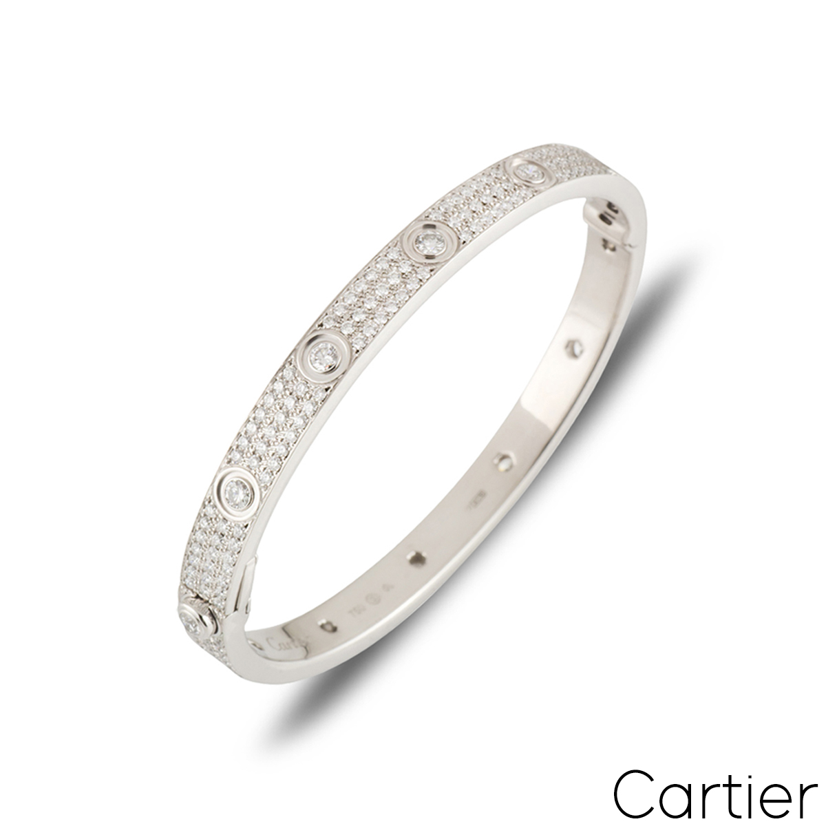 Cartier White Gold Pave Diamond Love Bracelet Size 18 N6033603 Cartier White Gold Pave Diamond Love Bracelet Size 18 N6033603